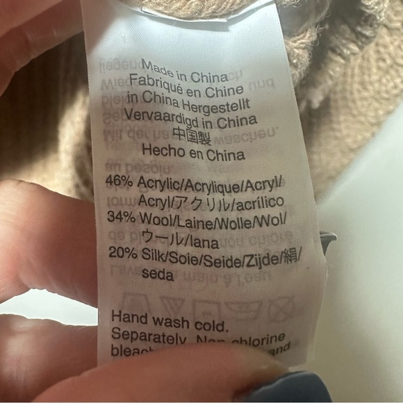 Madewell Chunky V-Neck Sweater Cropped Wool Silk Blend Pleated Sleeves Size XS - Picture 5 of 6